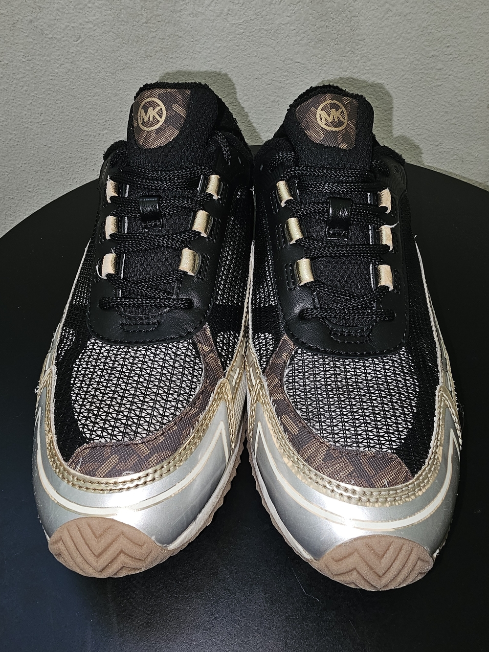 Michael Kors For Womens Black & Brown MK Logo Runner Sneakers